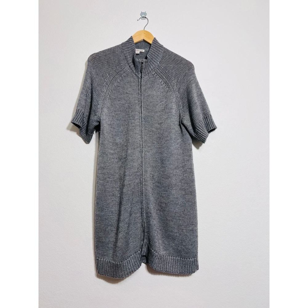Coldwater Creek Women Sweater Large Gray Full Zip Wool Blend Lagenlook - Picture 2 of 9